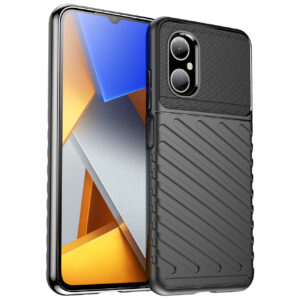 Thunder Case etui Xiaomi Poco M4 5G silikonowy pancerny pokrowiec czarne