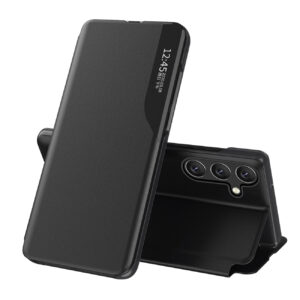 Eco Leather View Case etui do Samsung Galaxy S24 FE z klapką i podstawką - czarne