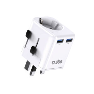 Adapter podróżny SBS uniwersalny - EU 2xUSB-A - biały