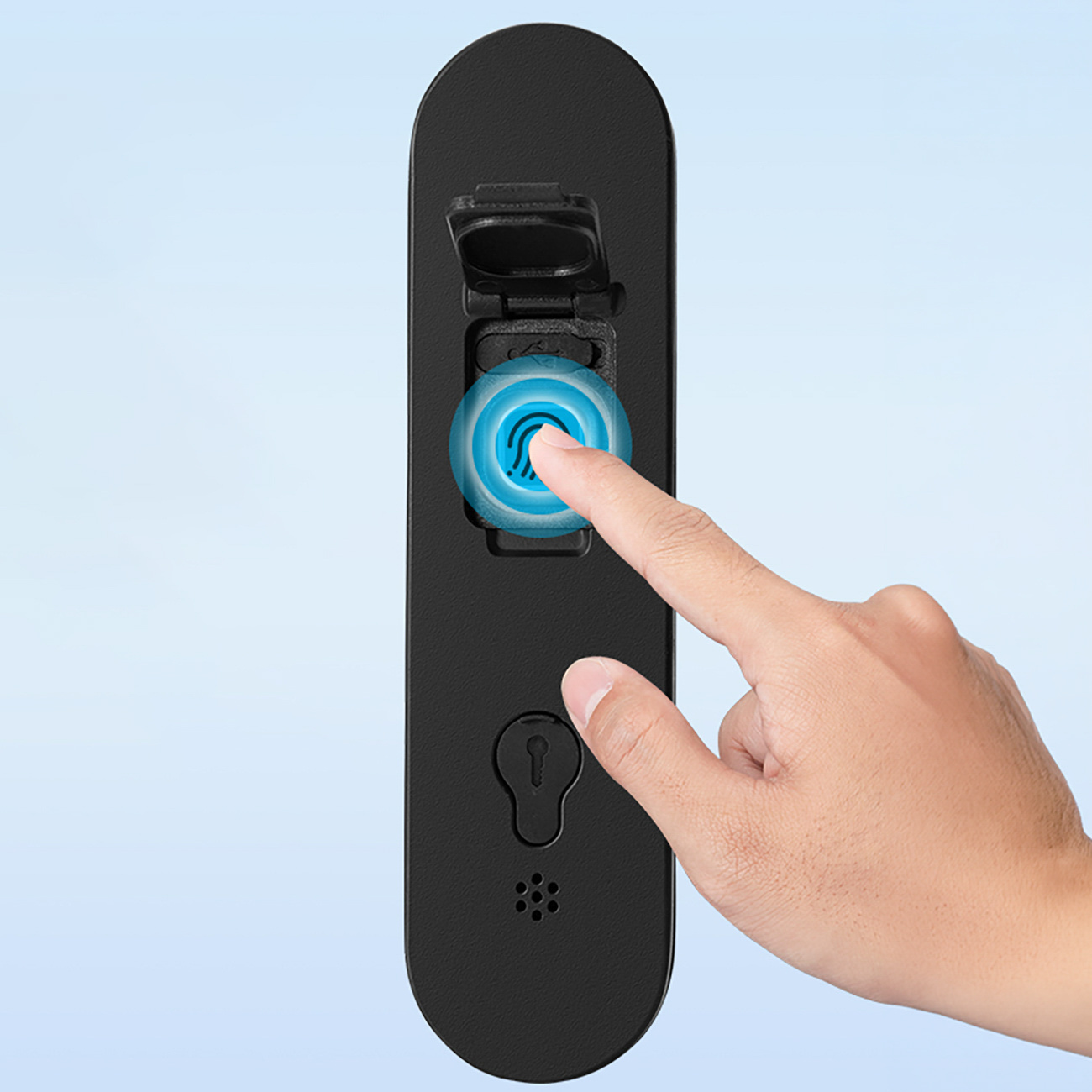 Zapięcie rowerowe Rockbros 32210818001 SMART z czytnikiem linii papilarnych i łącznością Bluetooth - czarny - obrazek 3
