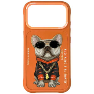 Etui Nimmy Glasses Cool Dog na iPhone 17 Pro Max - pomarańczowe