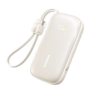 Powerbank Baseus EnerFill FC21 Qpow 3 Ultra 10000mAh 45W z wyświetlaczem cyfrowym z odłączanym kablem USB-C - Lightning - tytanowy