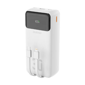 Powerbank Dudao K15Max 30000mAh PD 22.5W z kablami USB-C i Lightning - biały