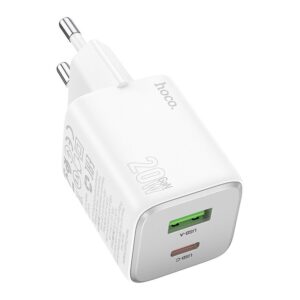 Ładowarka sieciowa do telefonu Hoco USB A + USB C QC3.0 PD 3A 20W N41 biała