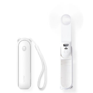 Mini wentylator Jisulife Handheld Fan Life8 Plus przenośny wiatraczek USB z funkcją powerbanka 4500mAh i latarką - biały