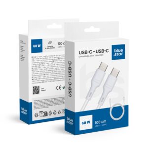 Kabel USB C do USB C Blue Star 3A 60W 1 m DC-001CC3.0 biały