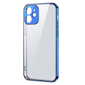 Joyroom New Beauty Series ultra cienkie przezroczyste etui z metaliczną ramką do iPhone 12 Pro ciemno-niebieski (JR-BP743)