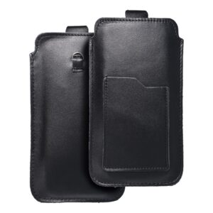 Skórzany futerał uniwersalny / wsuwka z pull-up - ROYAL / czarny - Rozmiar 2XL+wide - SAMSUNG A12 / NOTE 9 / XIAOMI REDMI NOTE 10 PRO