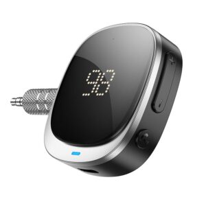Adapter AUX bluetooth Jack 3,5 mm Hoco z wyświetlaczem E80 czarny